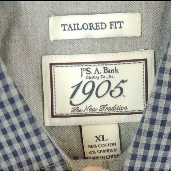 Jos. A. Bank Blue Checkered Men's Shirt XL - Picture 2 of 4